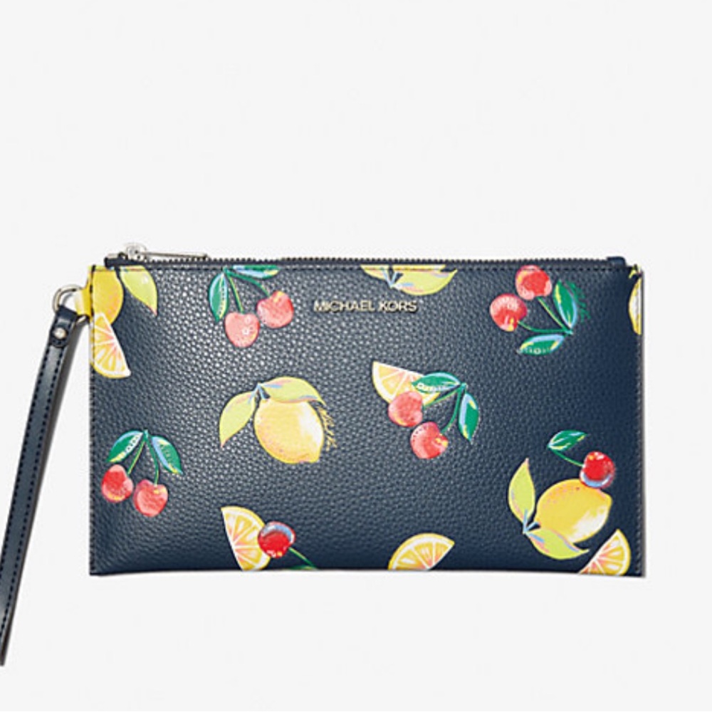 NWT Michael kors Jet Set Travel Large Sequined Fruit Print Wristlet